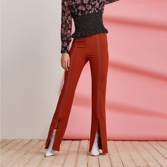 NWT Foxiedox Clay Split Pants Orange Size XS Extra Small Flare Bootcut Split Hem - Picture 2 of 9